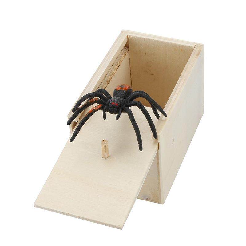 Wooden Prank Spider Scare Box Hidden in Case Trick Play Joke Scarebox Gag Toy `
