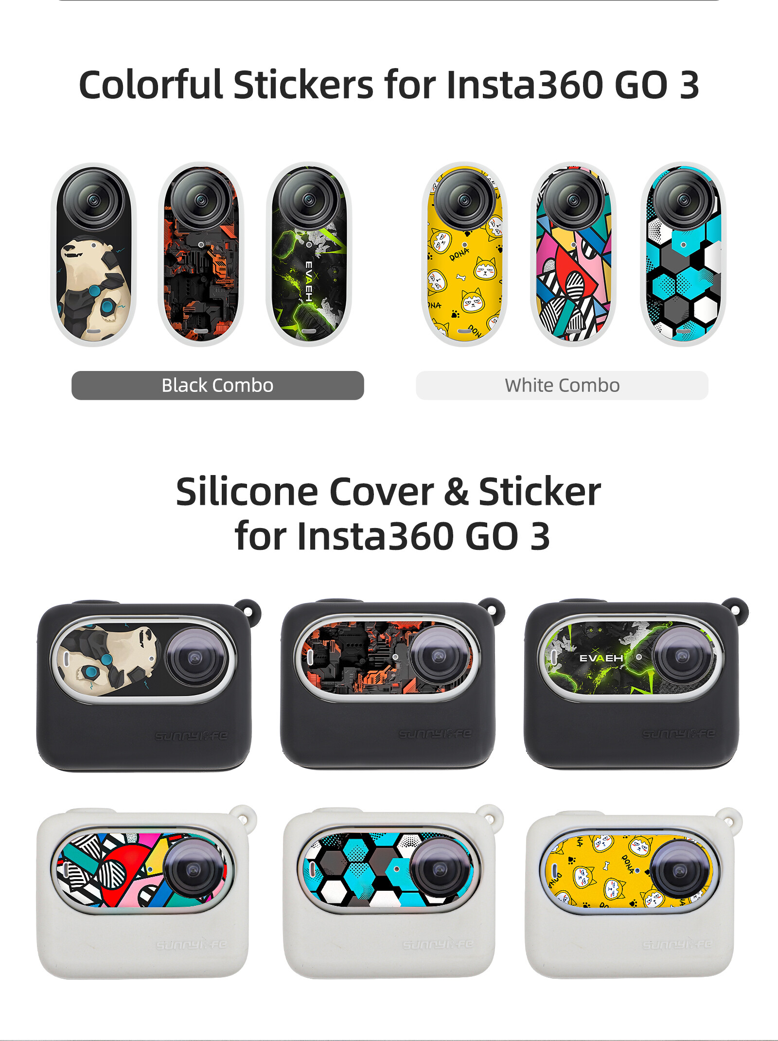 For Insta360 GO3 Silicone Case Camera Sticker Lens Cover Protective Case Lanyard