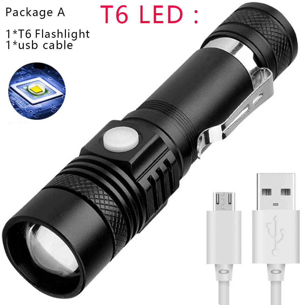 USB Rechargeable Ultra Bright LED Flashlight led torch lanterna Bicycle Light Use18650 Battery For cycling outdoors OUA3039
