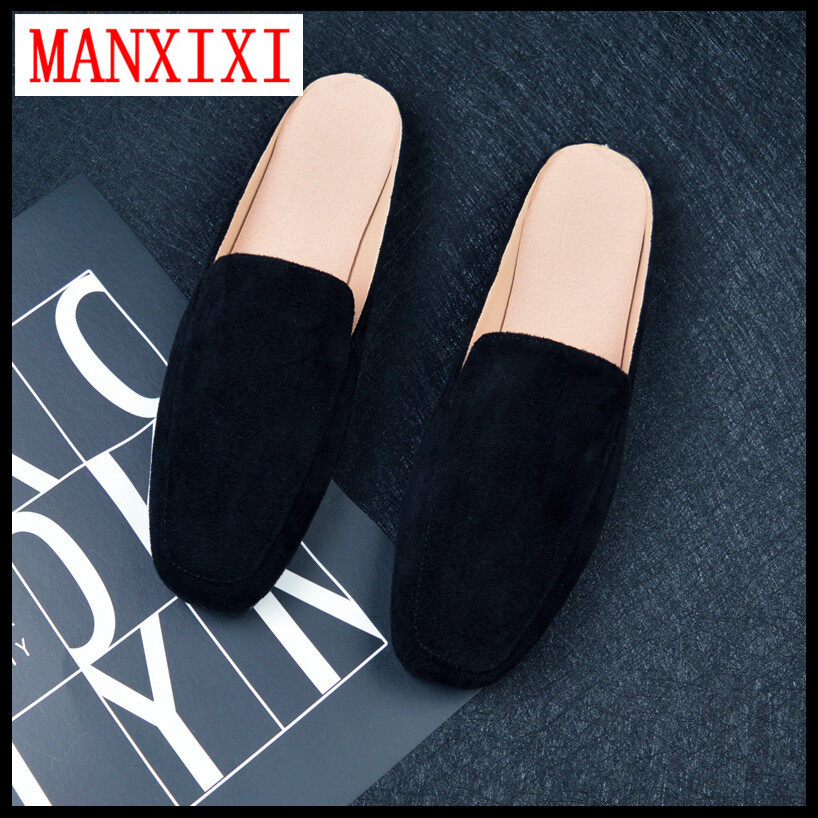 MANXIXI Brand Korean Version Flat Slippers Mules Sandals Big Size Beautiful Slip On Shoes For Women (32-44 Size)