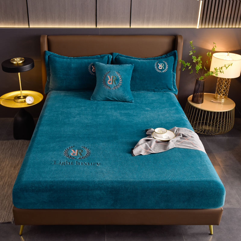 Winter warm Bed sheets, coral velvet bed sheets, plush pillowcases, fitted bed sheets, thickened bed sheets, plush bed sheets, all around bed sheets, multiple colors available, For bed size: Double / Queen / King / Super king