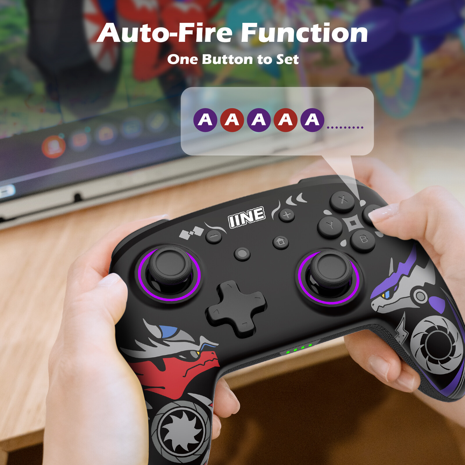 IINE Scarlet & Violet Bộ Điều Khiển NFC Không Dây Wake Up Tương Thích Nintendo Switch