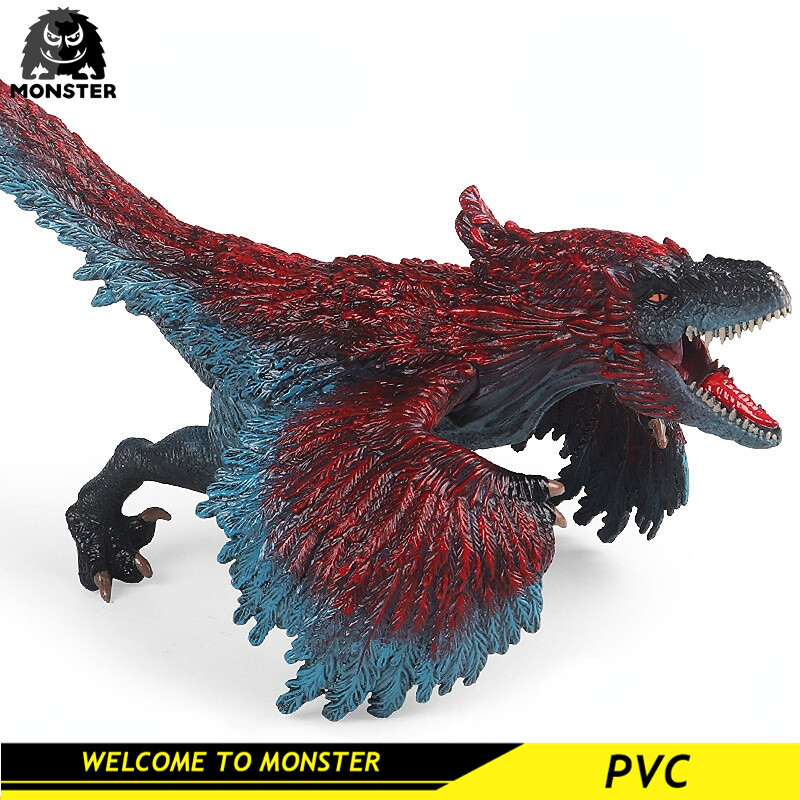 Fire Raptor Model Simulation Wild Animal Plastic Solid Jurassic Movie with Children's Science and Education Toys for Boys Toys for Girls