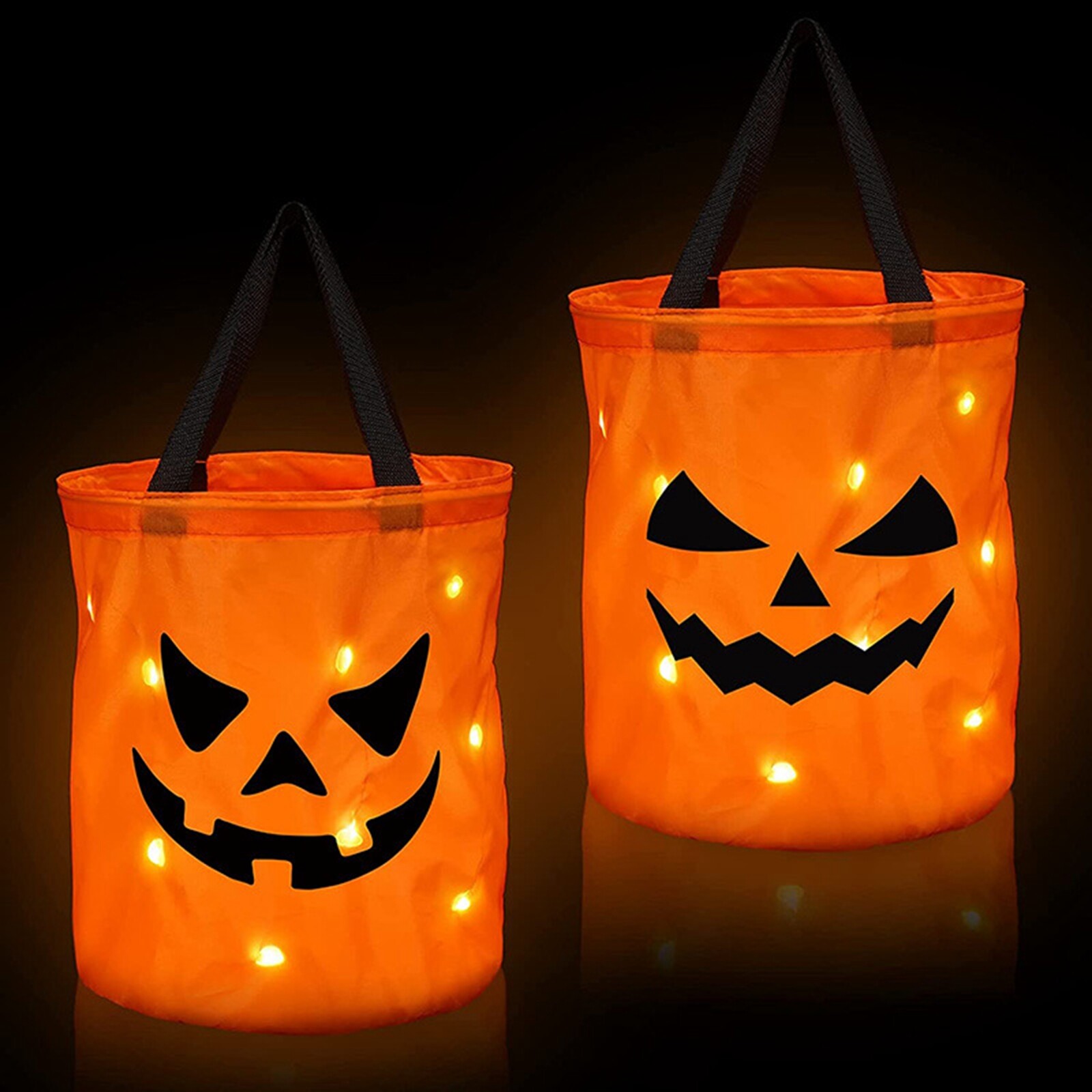 Boyroom 2022 new Light Up Halloween Candy Bag, LED Pumpkin Trick-Or-Treat Bucket Party Goody Tote Bag for Kids