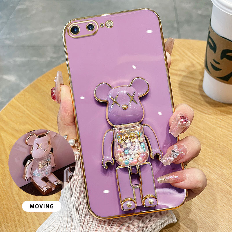 YBD 3D Candy Bear Bracket Phone Case For iPhone 6 6S Plus 7 Plus 8 Plus SE2020 iPhone X XS Max XR High End Soft Silicone Material(Bracket Can Rotate)