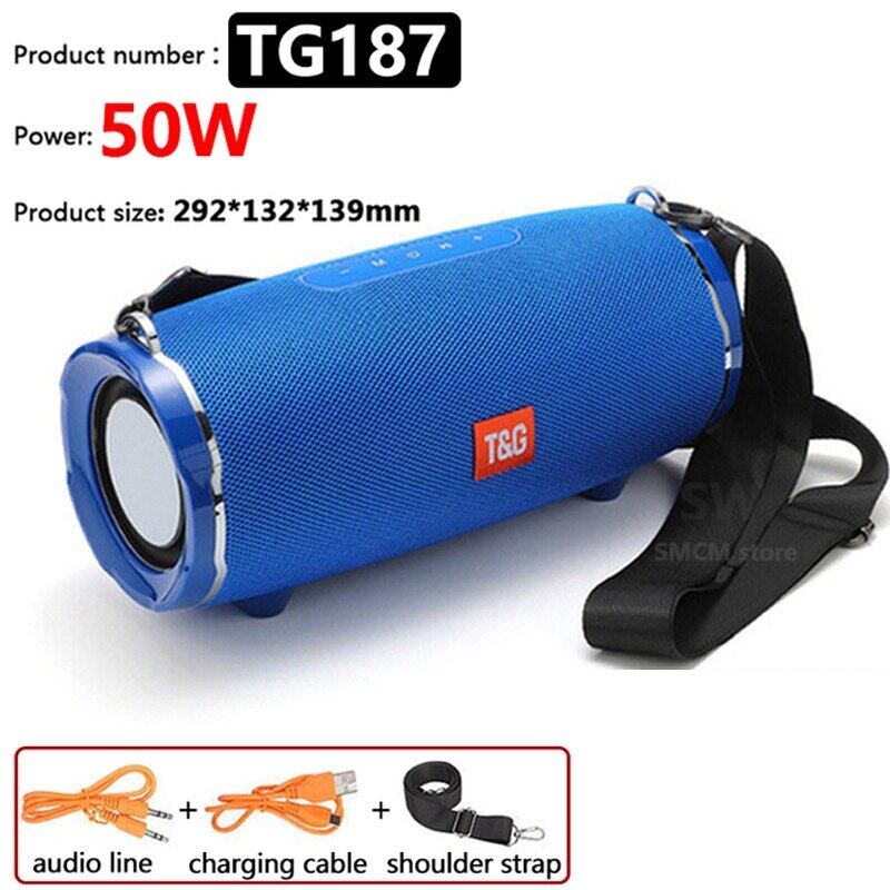 50W High Power TG187 Bluetooth Speaker Waterproof Portable Column For