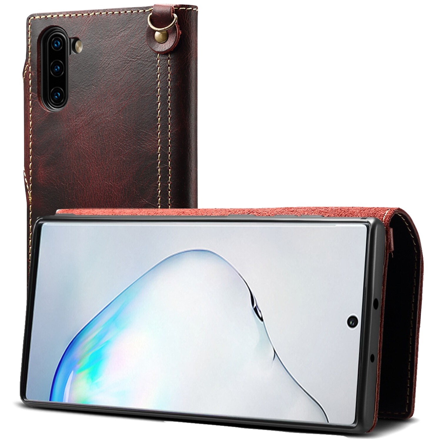 Genuine Leather Wallet Cover for Samsung Galaxy Note 8 9 10 20 Real Leather Case Galaxy Note10+ Note10 Plus Note20 Ultra with Pocket Hand Strap