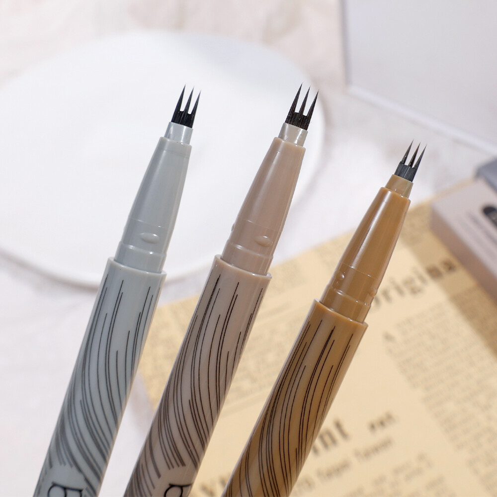 Waterproof Multi-purpose Liquid Eyebrow Pencil 4 Points Matte Black Eyeliner Eyebrow Pen
