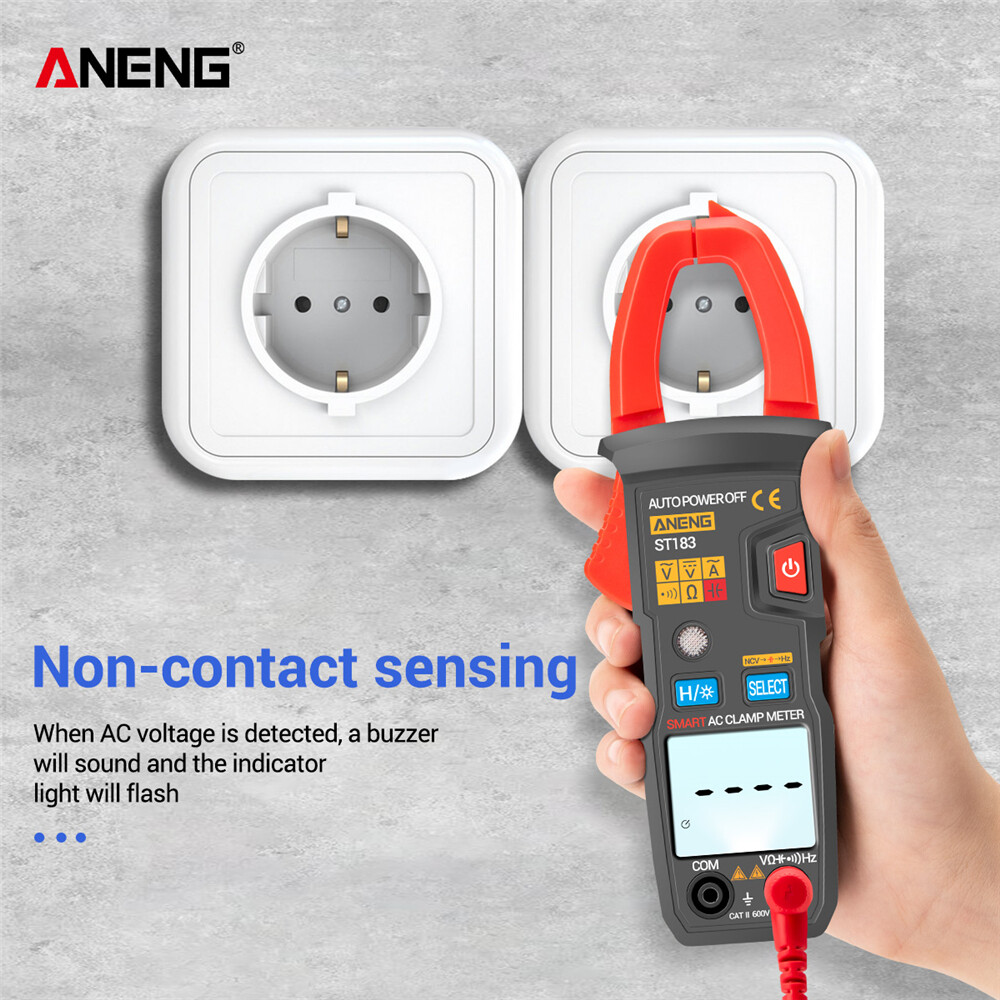 ANENG ST183 6000 Counts Digital AC Current Clamp Meter 600A Automatic Range Multimeter with Backlight Voltage Meter Clamp Gauge NCV Test Clamp Ammeter Universal Meter Tester Measuring Capacitance / AC Current / AC/DC Voltage / Resistance / Frequency