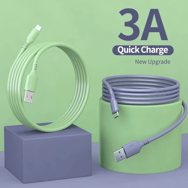 CrashStar 3A 1M Liquid Silicone Charging Cable Fast Charger For Type-C / Android Micro USB / iPhone IOS Cord Cute Candy Colors Hot Sale