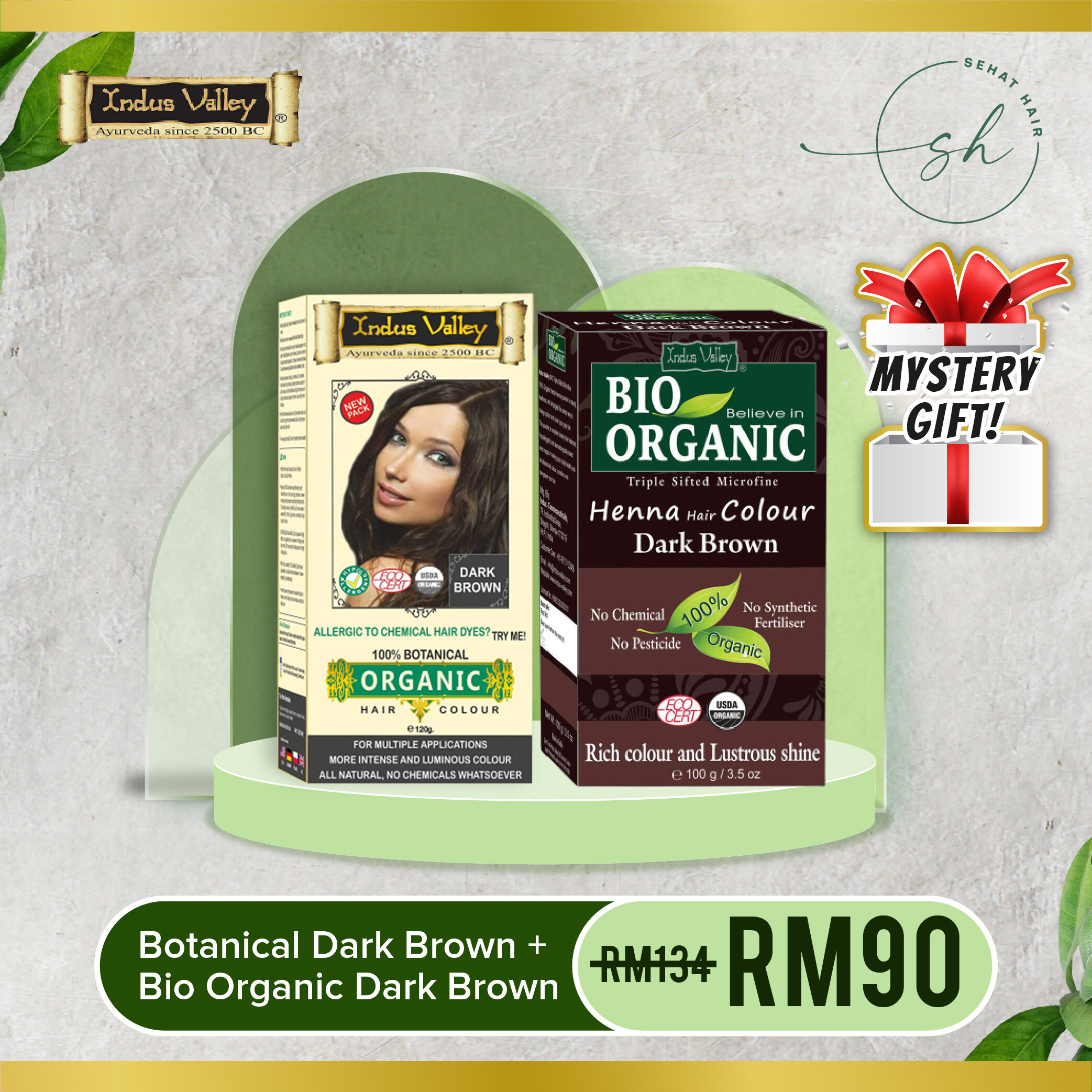 [BUNDLE SET] Allergy Free Hair Color, 1st in Malaysia INDUS VALLEY 1 x Organic Botanical Hair