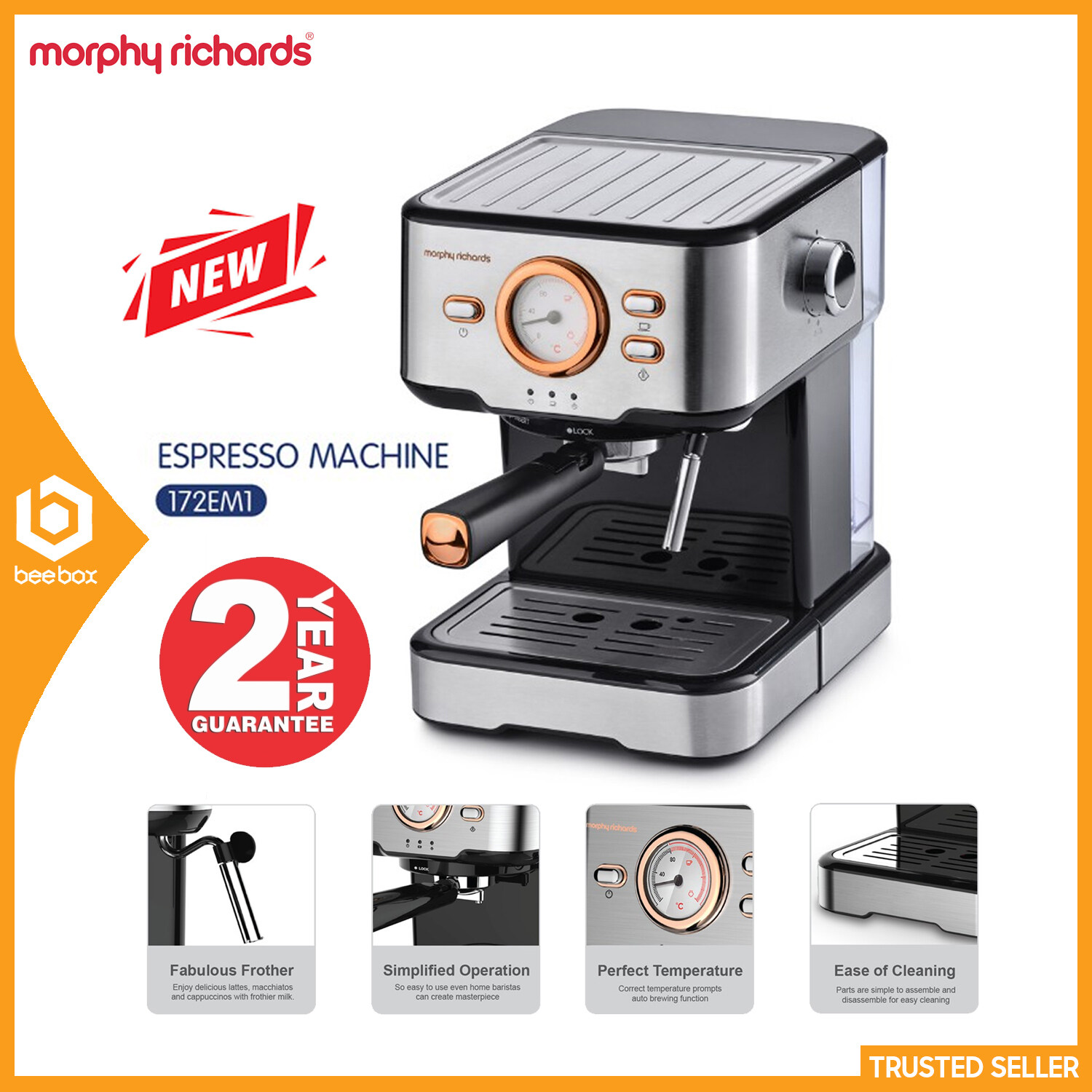 Free Coffee Tamper Morphy Richards 172em1 Pump Espresso Coffee Maker Machine 3 In 1 Lazada
