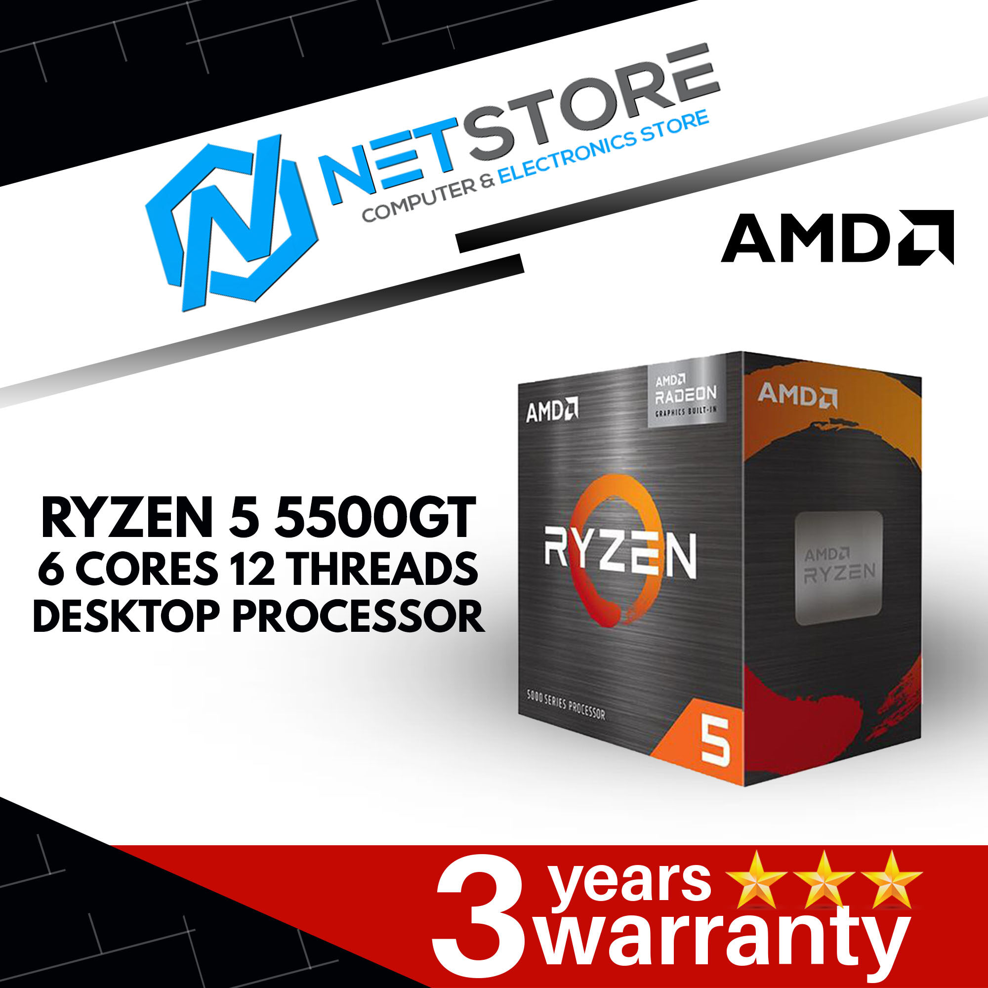 AMD RYZEN 5 5500GT 6 CORES 12 THREADS DESKTOP PROCESSOR - 100 ...