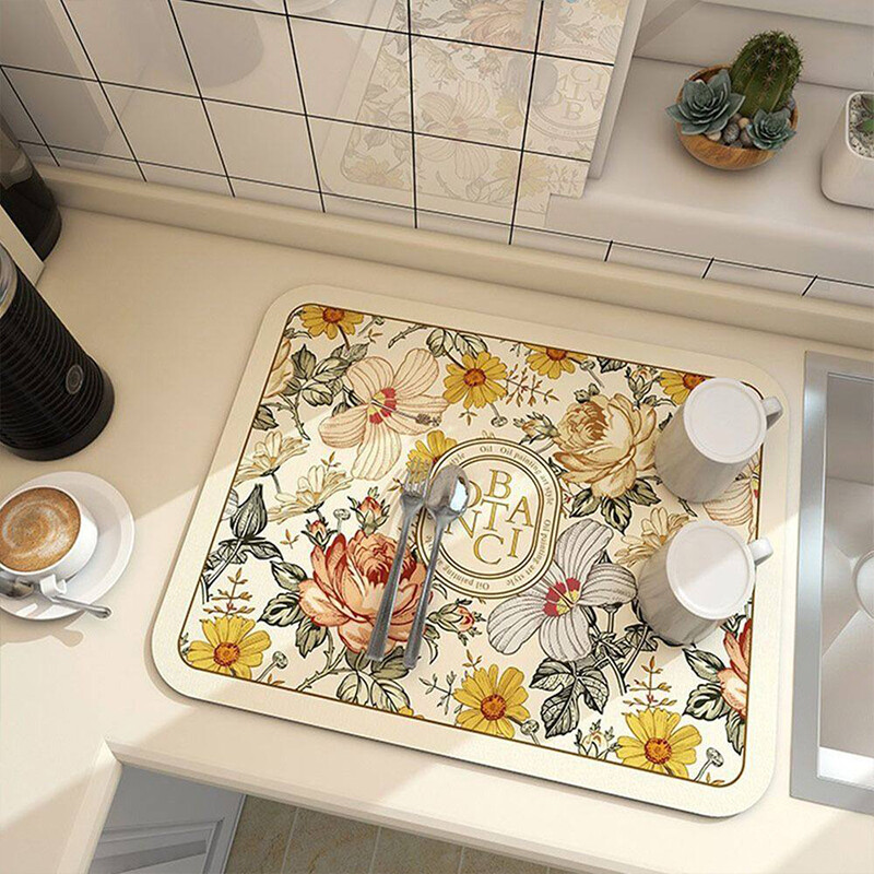 Kitchen Sink Absorbent Pad Kitchen Drain Mat Anti Slip Dish Drying Mat Kitchen Countertop Draining Mat Kitchen Accessories