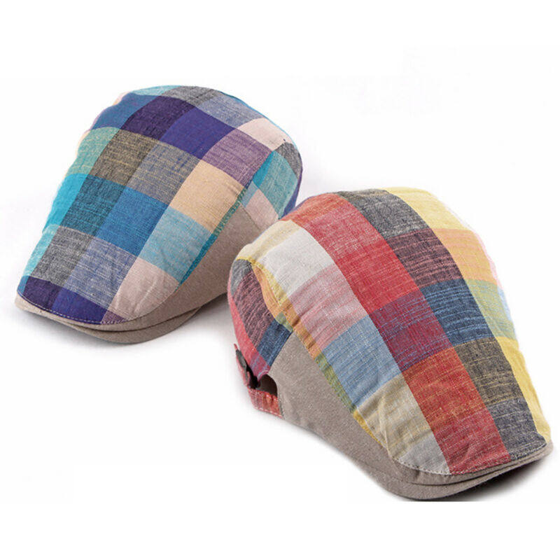 Ghobfpe Mens Womens Colourful Plaid Gatsby Beret Flat Caps Driving Cabbie Newsboy Hats