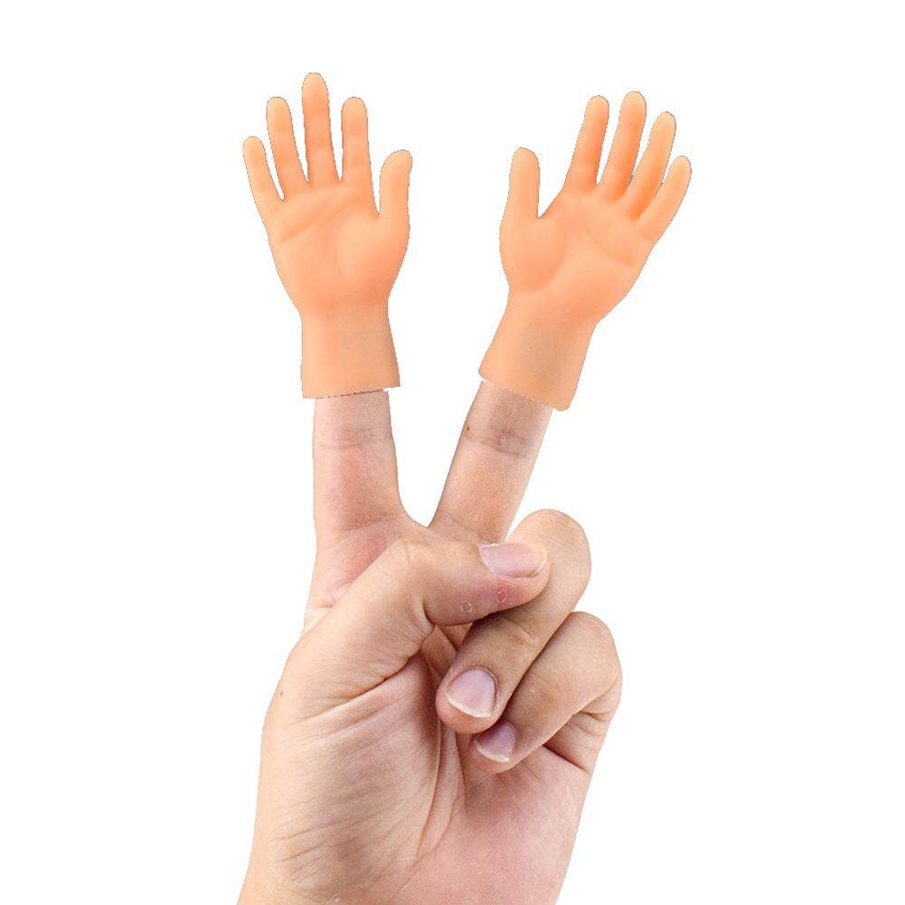 2 Mô hình bàn tay trái và phải loại nhỏ bọc ngón tay mang phong cách vui nhộn dùng làm đồ chơi múa rối cho trẻ em microgood - INTL