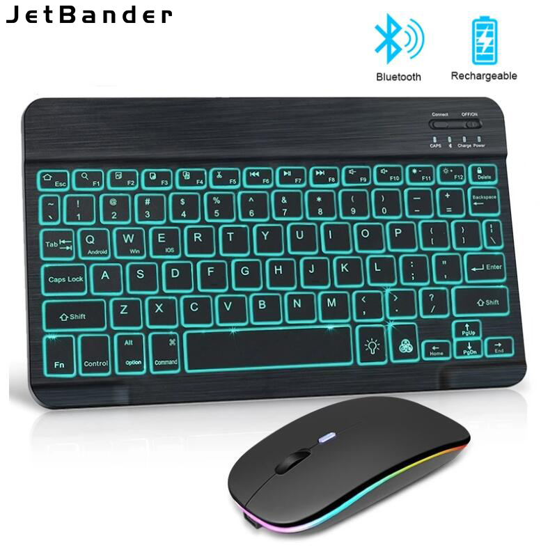 Bộ Chuột Và Bàn Phím Bluetooth Không Dây Mini 10Inch RGB Có Đèn Nền Bàn Phím Máy Tính Xách Tay Cho Máy Tính Bảng Điện Thoại Máy Tính Xách Tay IOS Android Máy Vi Tính