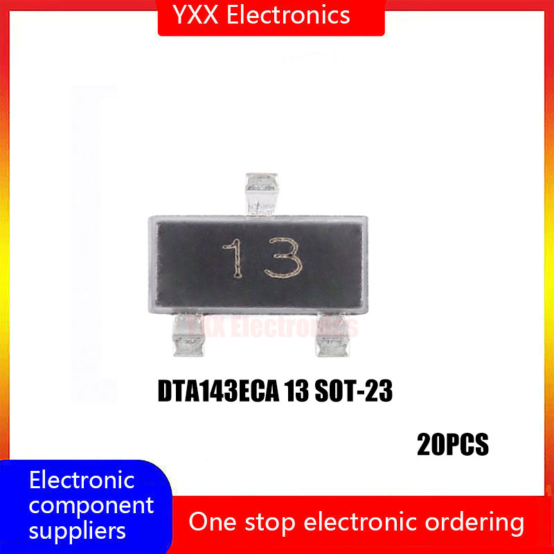 20 original dta143eca 13 sot-23 50v 100ma pnp digital transistor transistors