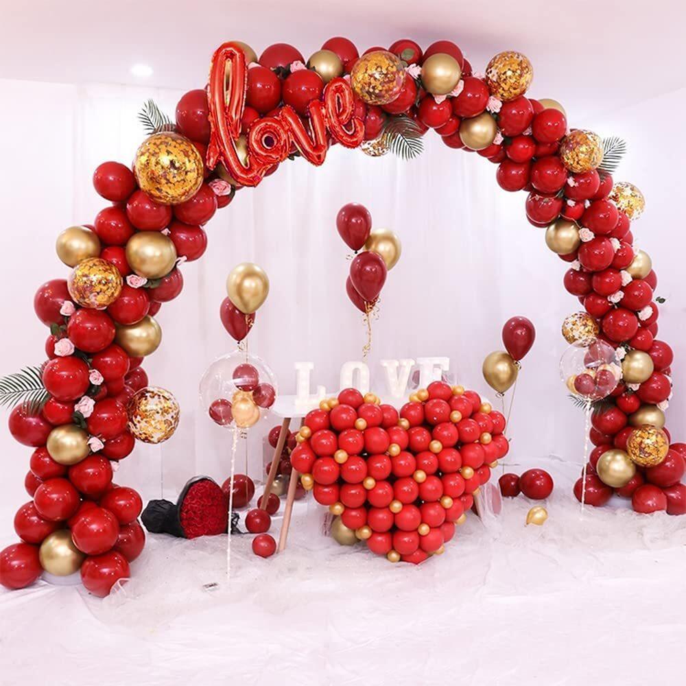 Ruby Red Latex Balloon Wreath Set Decoration, Wedding Valentine's Anniversary Party Decoration Decoration