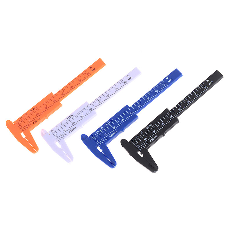 NEW ARRIVAL 1pc Mini sliding vernier caliper plastic measure ruler gauge double scale 80mm