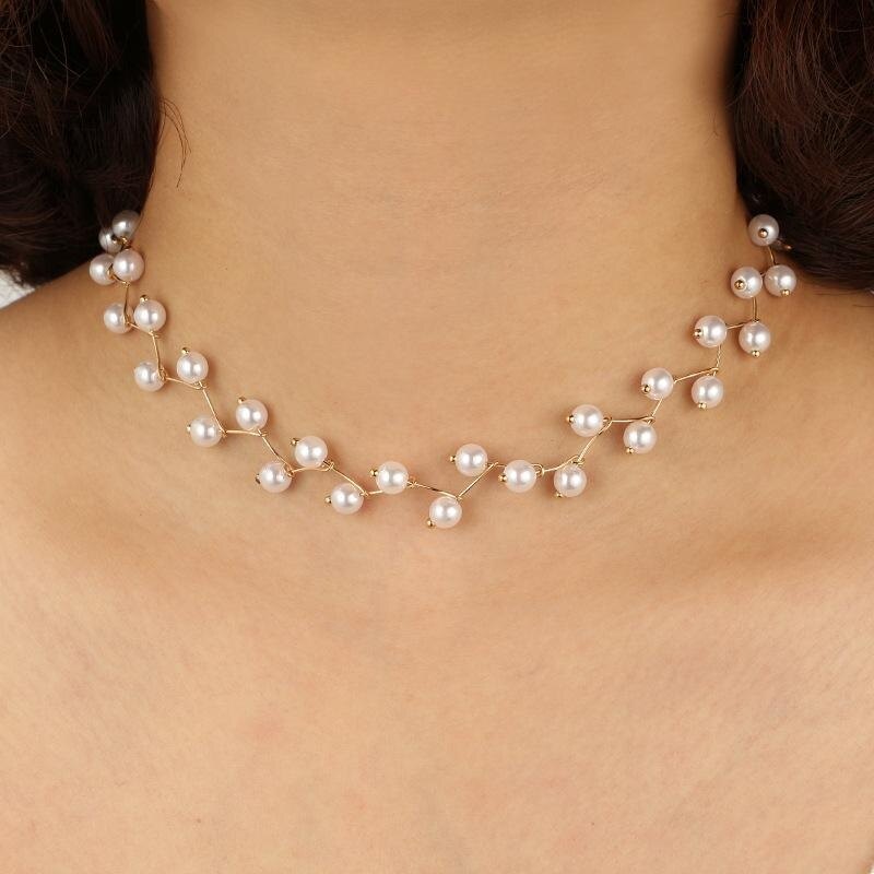 New Fashion Elegant White Color Imitation pearl Short Choker Necklace Handmade Jewelry for Women