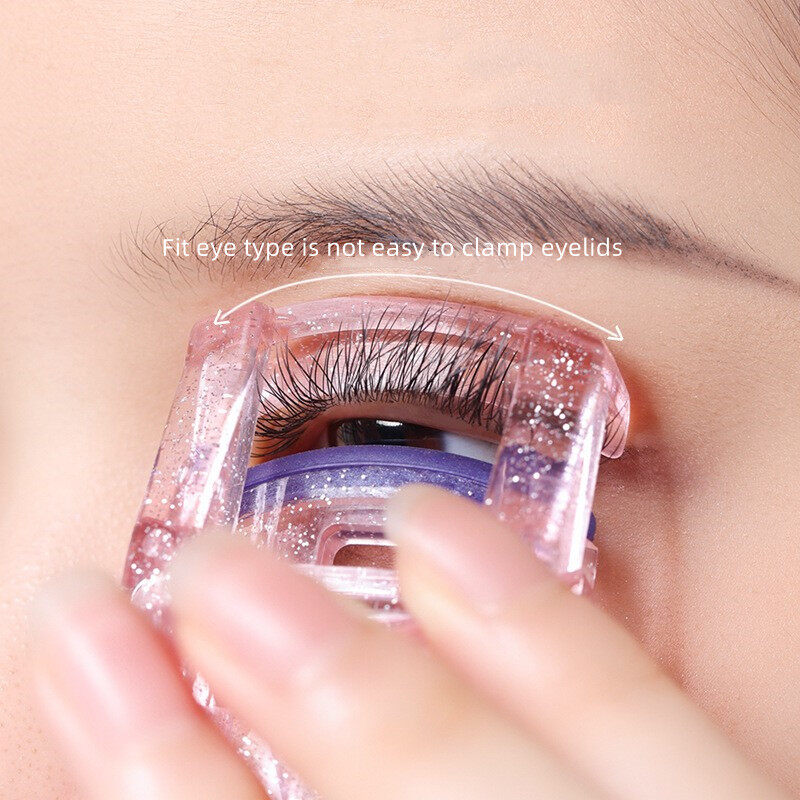 Portable Mini Eyelash Curler Glitter Pink Wide Angle Partial Beginner Eyelash Beauty Makeup Accessories