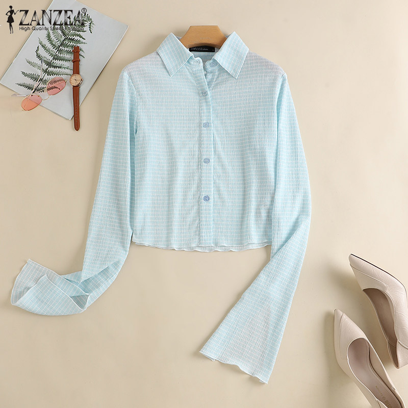 MOMONACO ZANZEA Womens Blouse Long Sleeve Tops Plaid Check Office Lady Shirt Tee Plus #2