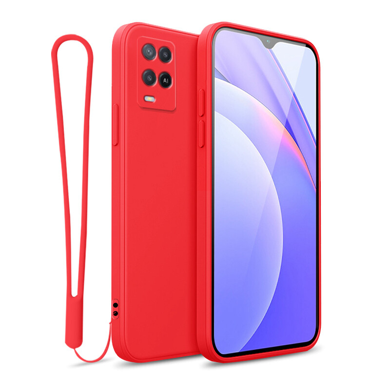 YBD case For OPPO A54 2021 A15 A15S A16 A16S A16K A16E A53 A33 A32 A55 4G 5G Accurate camera hole protection Casing ,Thin Soft Liquid Silicone Cover Candy Color Cases with free phone Lanyard