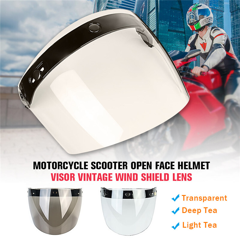 3-Snap Motorcycle Helmets Bubble Face Mask Wind Shield Lens Visor