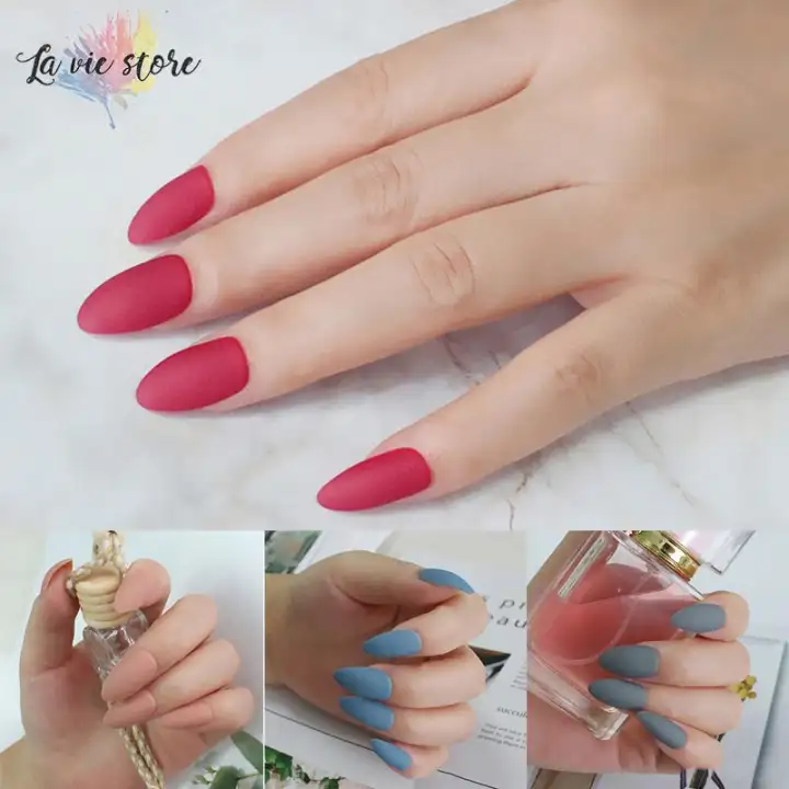 La Vis 24pcs Drop Shapes Frosted Matte Fake Nails Diy Manicure