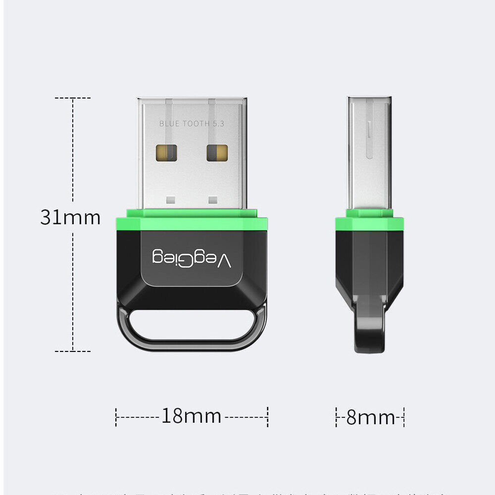 KEBETEME USB Bluetooth 5.3 Adapter Transmitter Driver Free for Mouse Keyboard Headsets