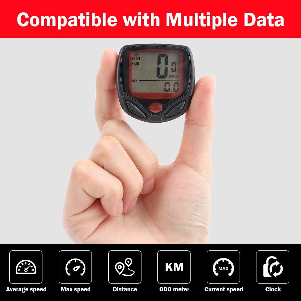 LCD Display Wired Bike Bicycle Cycle Computer Odometer Speedometer LCD Waterproof 14 Functions
