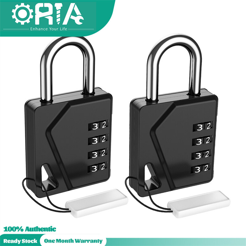 ORIA Combination Padlock Heavy Duty Lock Sturdy 4-Digit Combination Lock for School, Gym, Luggage, Outdoor Shed Locker - 2 Pack