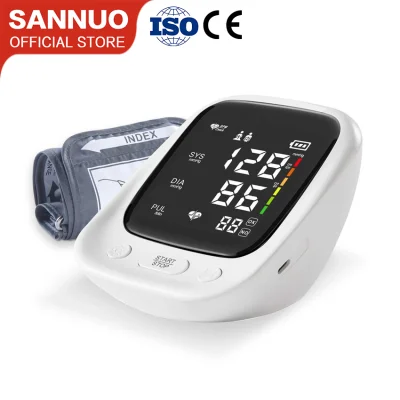 Sannuo Sinocare Blood Pressure Monitor Upper Arm Automatic Digital BP Machine Heart Rate Pulse Monitor With Voice Function And Large LCD Display white