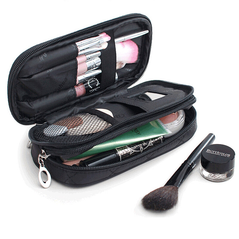 Waterproof Double Layer Cosmetic Bag Geometric Portable Travel