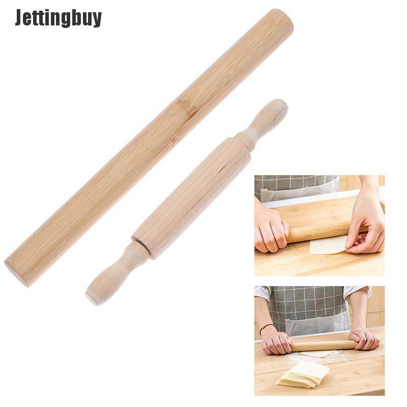 [Jettingbuy] Rolling Pin Solid Wood Non Stick Wooden Pressing Stick Baking Dough Kitchen Tool