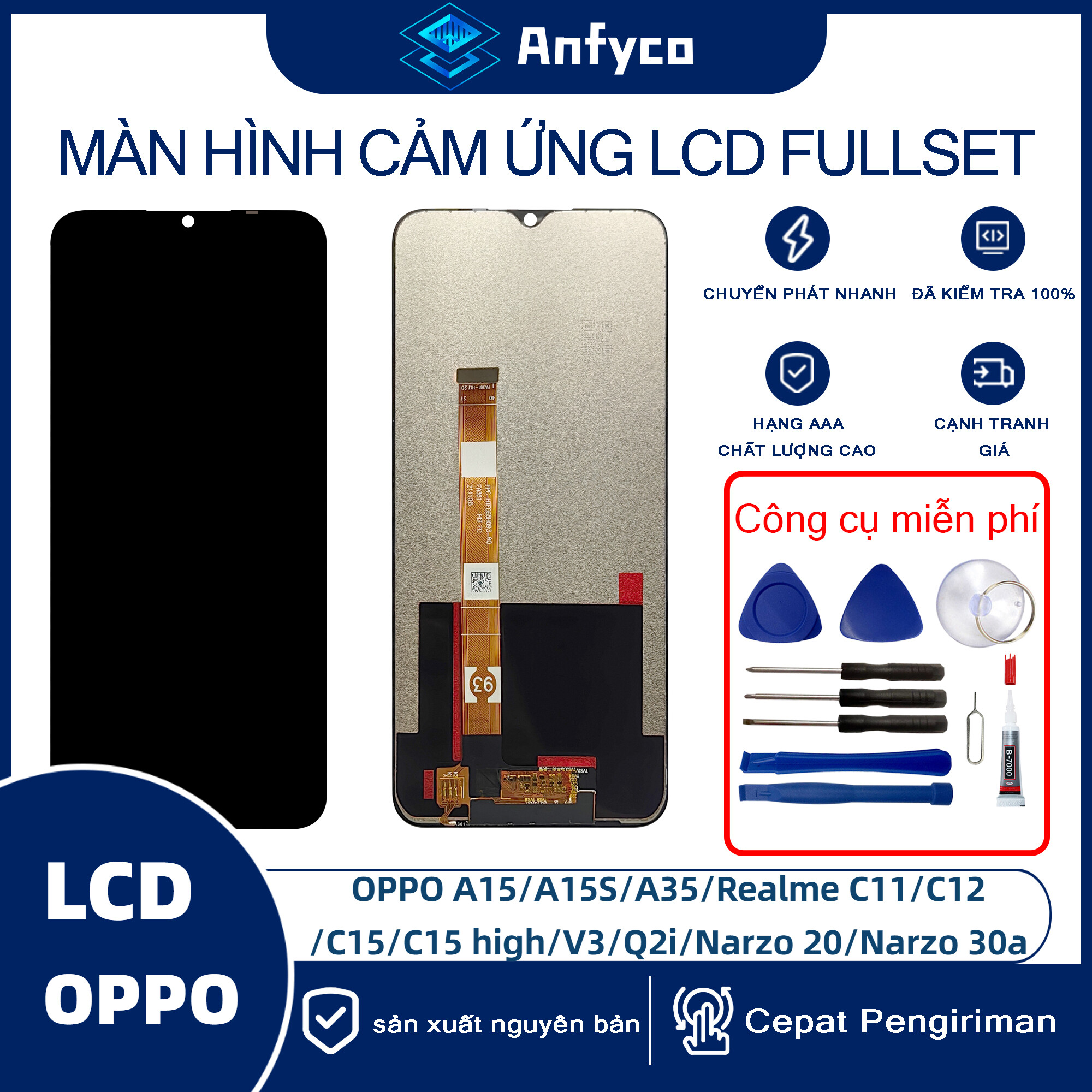 Oppo a16/oppo a16s/realme c25/realme narzo 50a/oppo a15/oppo a15s/oppo a35/realme q2i/realme v3/realme c11/realme c12/realme c15/realme narzo 20/realme narzo 30a original lcd touch screen digitizer factory direct sales with repair tools for free