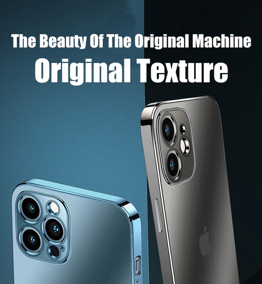 Luxury Plating Square Frame Matte Soft Silicone Case for IPhone 13 12 11 14 Pro Max Case Transparent Cover for IPhone 11 12 13 14 Case