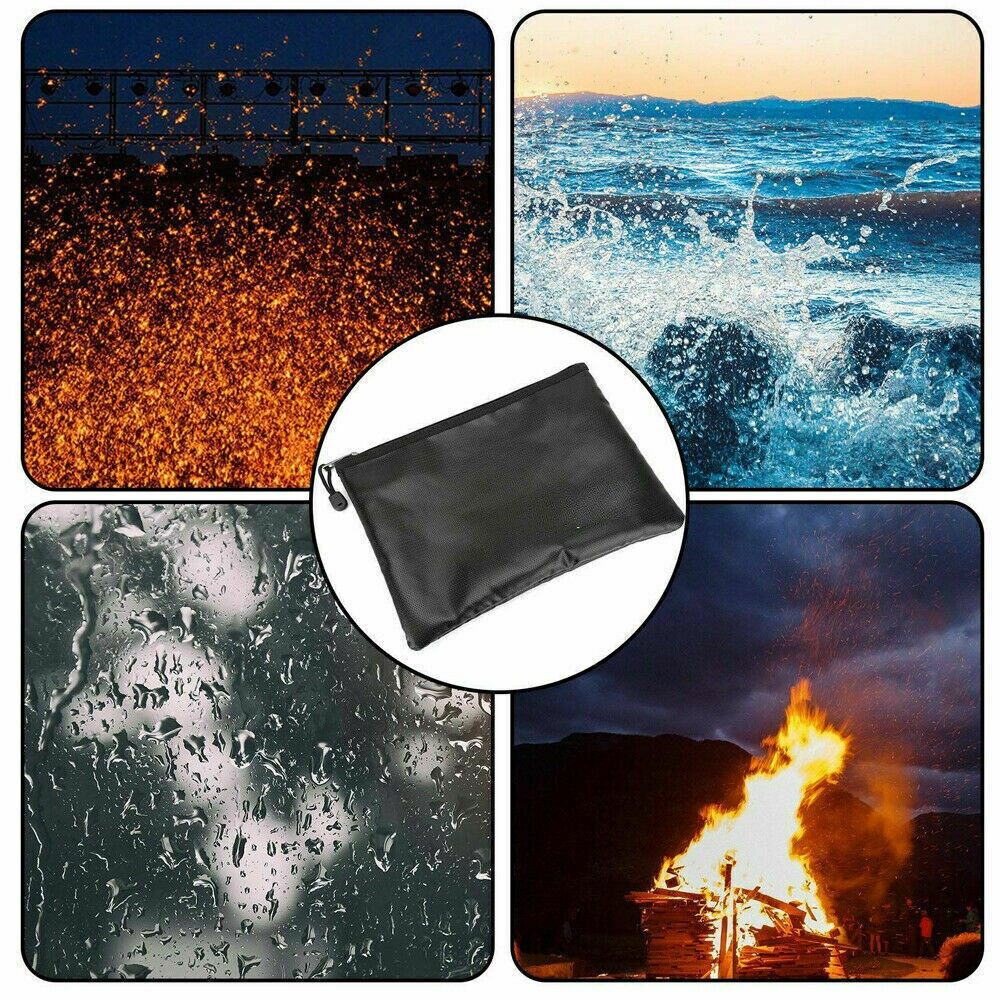 Fireproof Waterproof Document Bag File Money Safe Box Secret File Protect Pouch