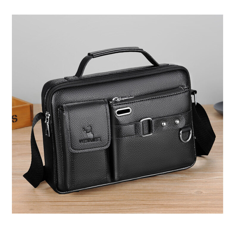 BusinessElite Men's Shoulder Bag Portable PU Leather Handbag Men's Business Shoulder Messenger Bag Briefcase Crossbody Bags 4DW0147