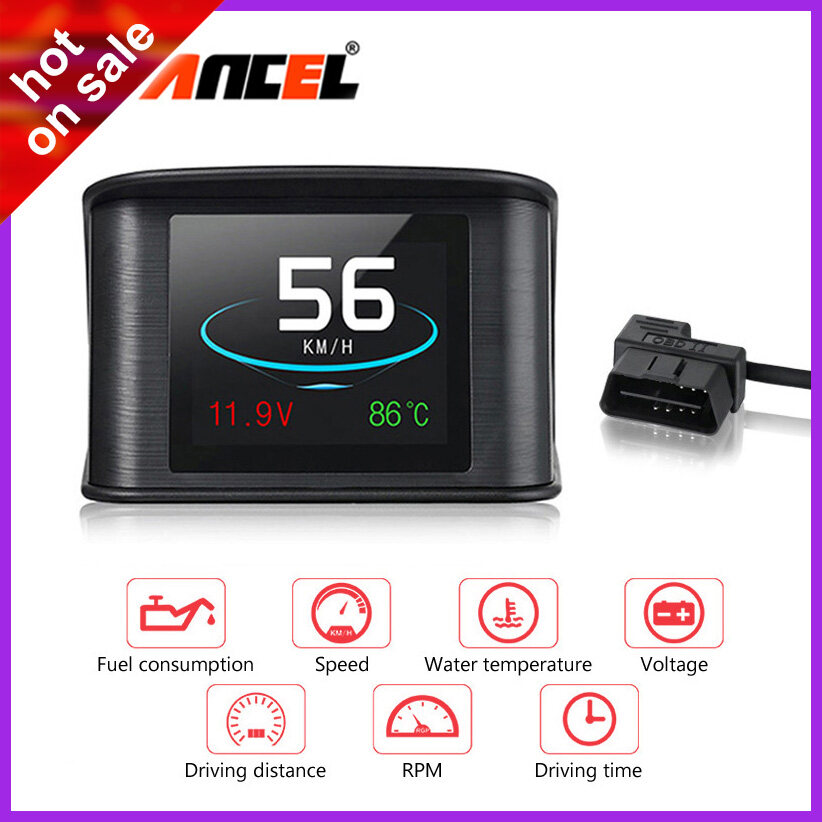 Ancel P10รถOBD2เครื่องสแกนเนอร์OBD HUDจอแสดงผลมาตรวัดHead-Up OBD2สแกนทำความสะอาดDTCอัตโนมัติดิจิตอลมิเตอร์วัดกระแสไฟการใช้งานเชื้อเพลิงเบรคเครื่องมือทดสอบ