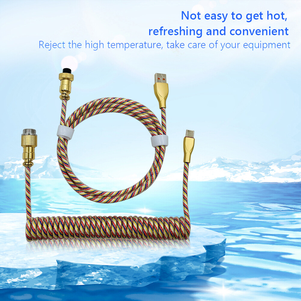 Type C USB Cable Mechanical Keyboard Coiled Spring Wire Aviator Data Cable