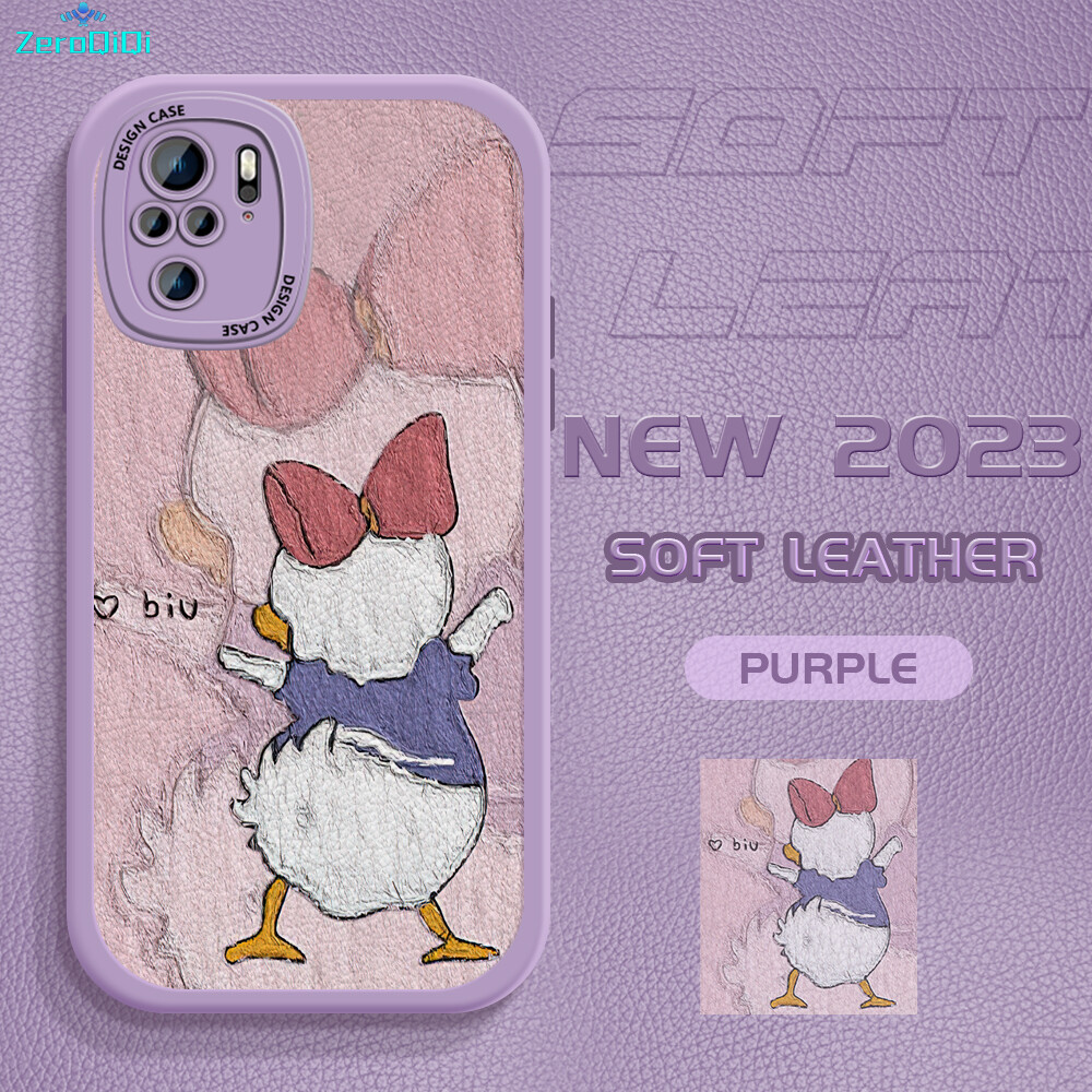 Zeroqiqi casing case for redmi note 10,redmi note 10 5g,redmi note 10 pro,redmi note 10s case slim cartoon daisy duck leather back casing pu leather cover phone case