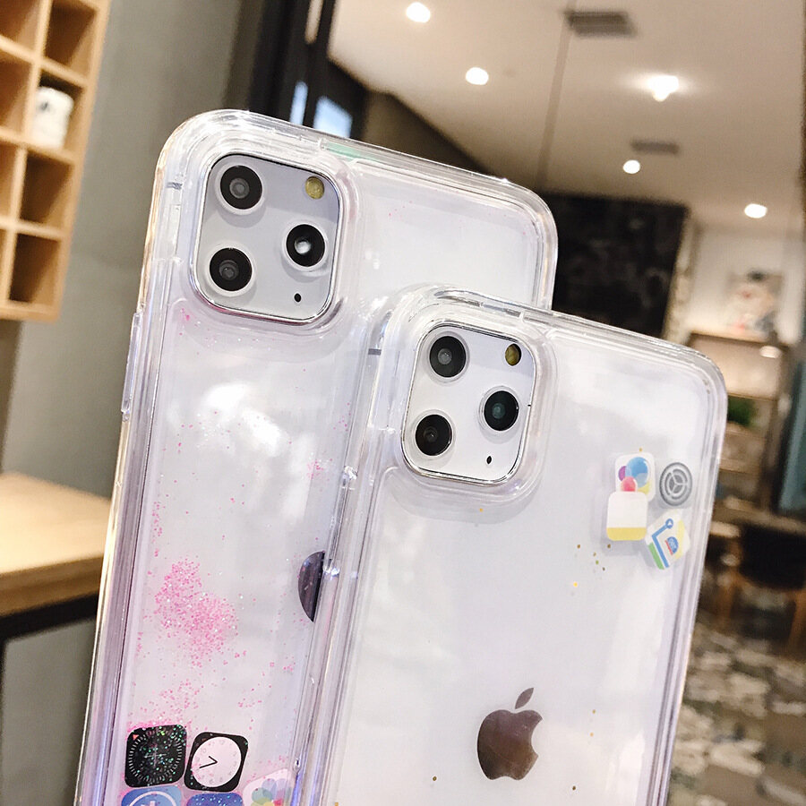 TOPZERO Ốp Lưng Điện Thoại Lấp Lánh Lấp Lánh Lấp Lánh Cho iPhone 13 Pro Max 12 11 Pro Max Ốp Lưng Cứng Cát Lún Biểu Tượng Ứng Dụng Cho iPhone 11 Pro iPhone 11 12 13 Mini