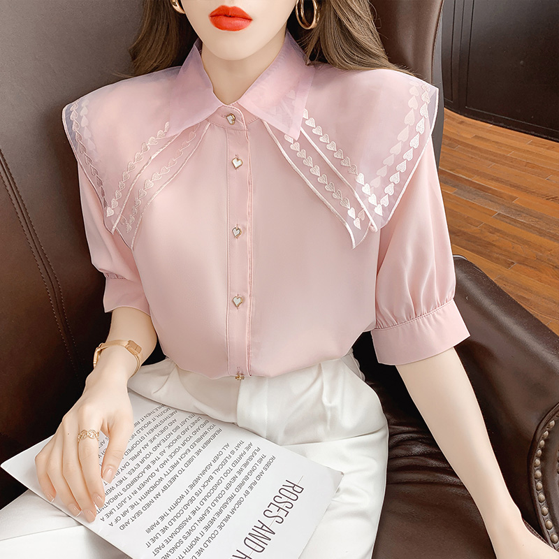 YIGE Personalized Lapel Loose Casual Blouse Women's Plus Size 2022 New Korean Blouse