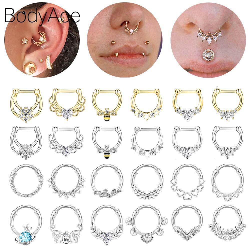 Bodyace 1 chiếc Khuyên tai xoắn ốc hình con ong hình con ong đoạn có khớp nối vòng kín bấm xỏ mũi bằng đồng 10mm