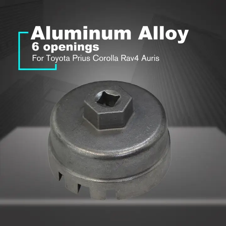 Aluminum Alloy Oil Filter Wrench Cap Housing Tool Remover 64.5mm 14 Flutes 6 Openings for Toyota Prius Corolla Rav4 Auris