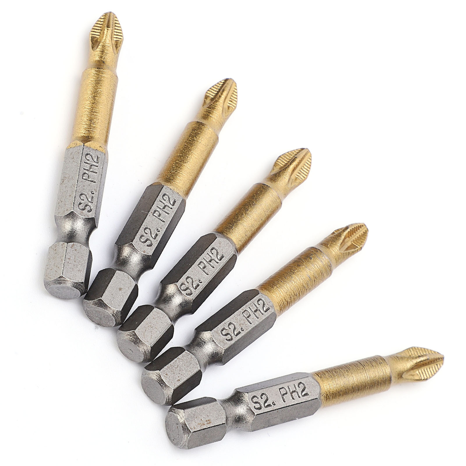 5pcs 50mm PH2 Head Screwdriver Bits Set Anti-skid 1/4 Inch Hex Shank