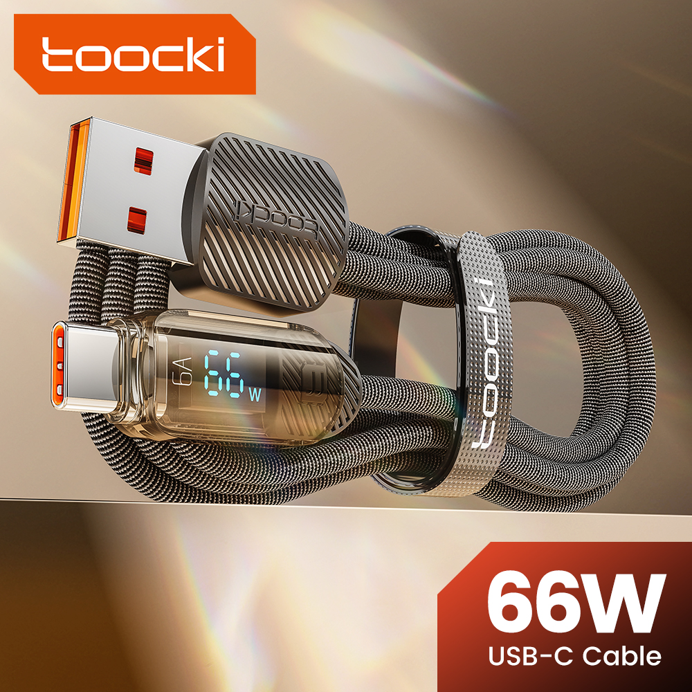 Toocki 66W 6A USB để Loại C Cáp PD thiết bị sạc sạc nhanh Loại dây C Cáp Màn hình LED Dây cáp cho Macbook Samsung Huawei Xiaomi