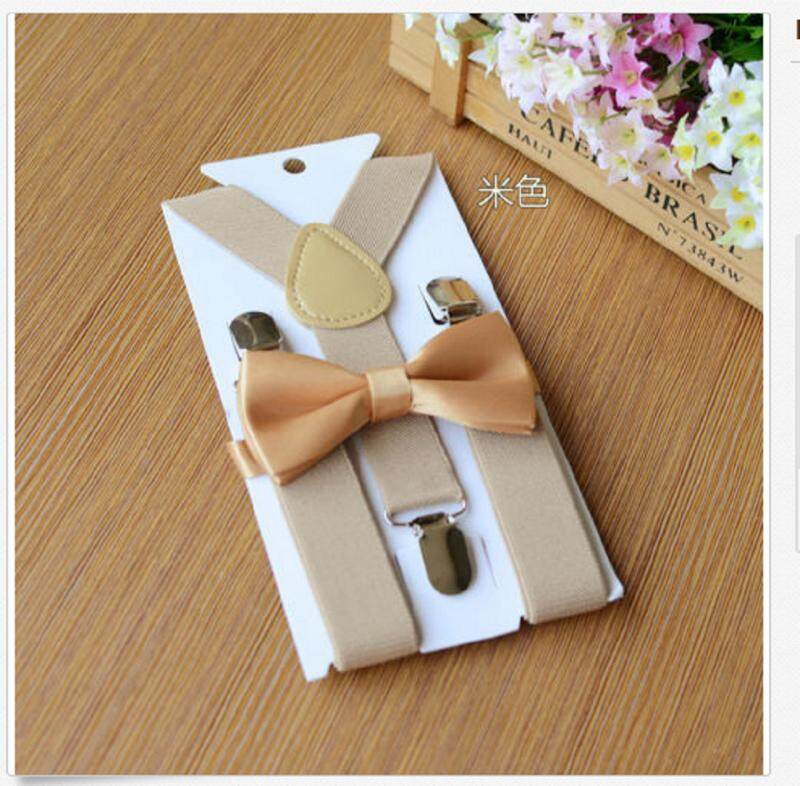 Burlap Suspender and Bow Tie Set for Adults Men Women Teenagers